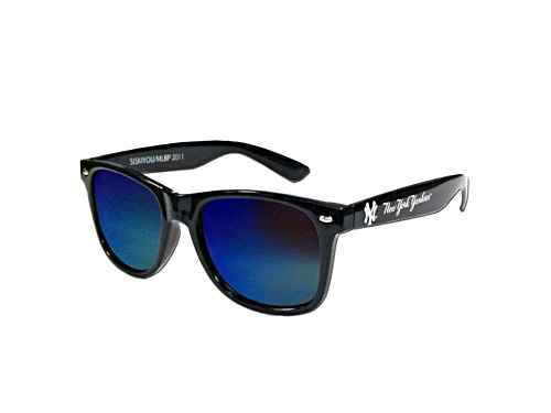 MLB Dark Navy Blue / Green Blue Mirror New York Yankee Logo Beachfarer Sunglasses