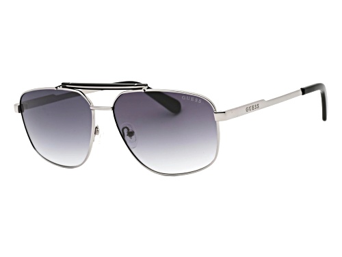 Guess Shiny Dark Nickel Frame / Gradient Smoke Lenses Sunglasses