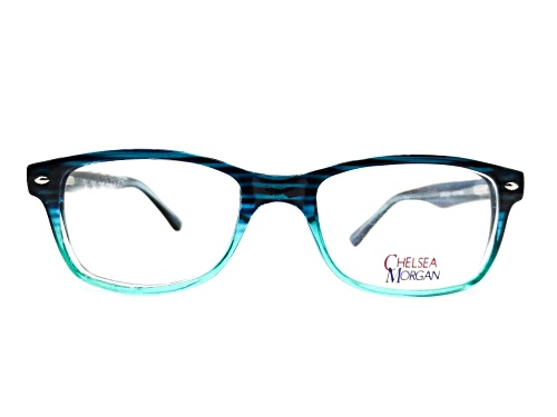 Chelsea Morgan 6001 Blue Rectangular Frame / Clear Demo Lenses Eyeglasses