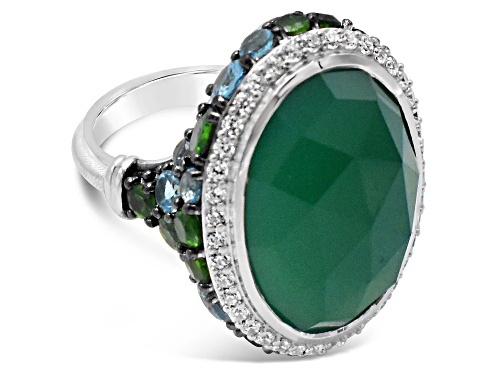 Judith Ripka Multi Gemstone Rhodium Over Sterling Silver Ring - Size 5