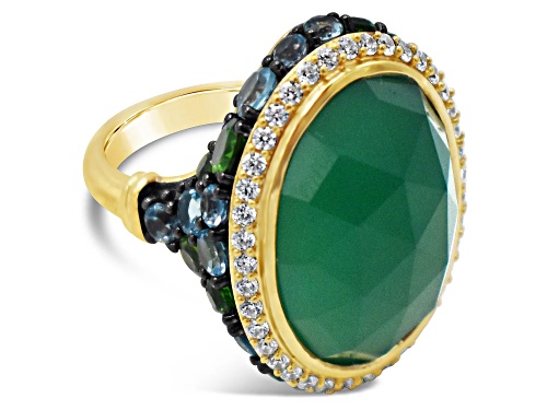 Judith Ripka Multi Gemstone 14K Gold Clad Ring - Size 5