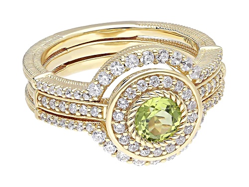 Judith Ripka 0.5ct Peridot and 1.20ctw Bella Luce® Diamond Simulant 14k Gold Clad Ring Set - Size 5