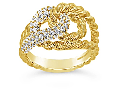 Judith Ripka 1.10ctw Bella Luce® Diamond Simulant 14K Yellow Gold Clad Pave Link Ring - Size 11