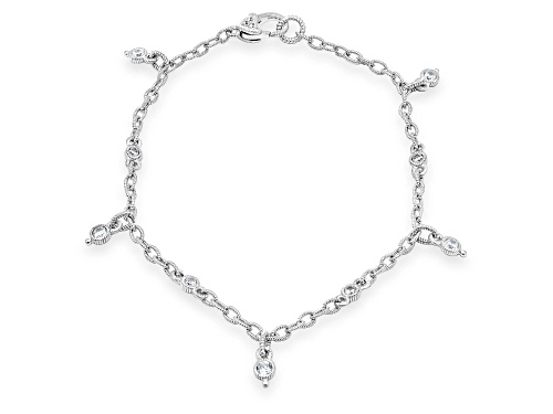 Judith Ripka 1.50ctw Bella Luce® Diamond Simulant Rhodium Over Sterling Silver Textured Anklet - Size 9