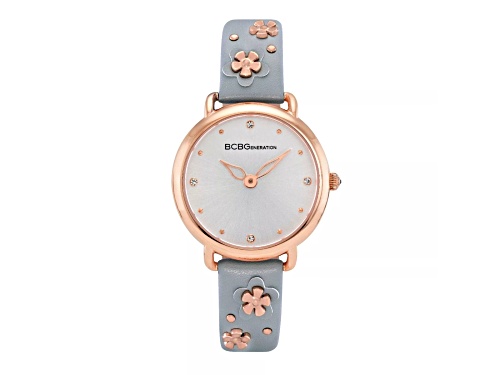 Women's BCB Generation Rose Gold Crystallized Dial with Flower Leather Detail Band Watch