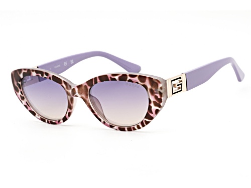 Guess Pink and Lavander Leopard Print/Purple Gray Gradient Cat Eye Sunglasses
