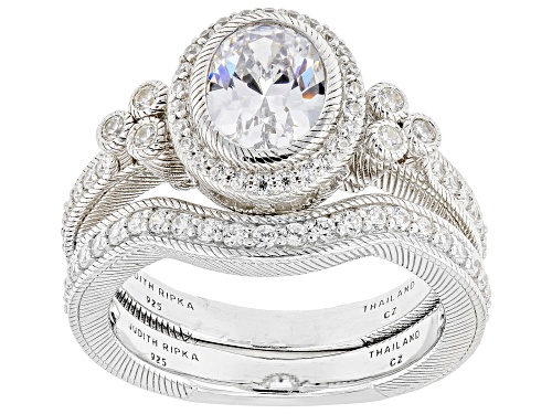 Judith Ripka 3.71 ctw Bella Luce® Diamond Simulant Rhodium Over Sterling Silver Ring Set - Size 5