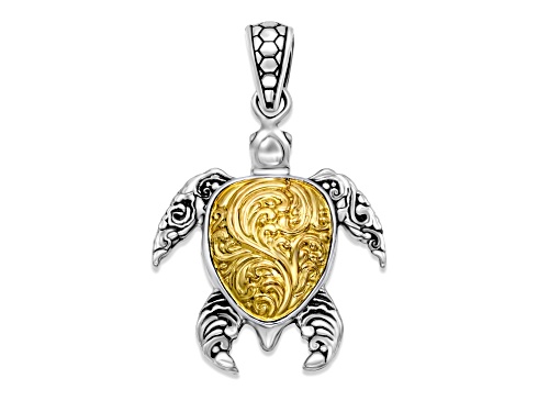 Silver Treasures by Samuel B. Sterling Silver with 18K Yellow Gold Turtle Pendant