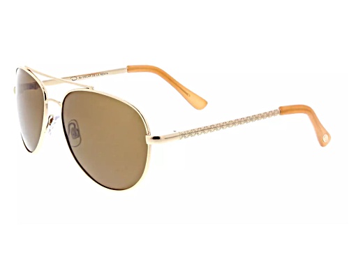 Oscar by Oscar de la Renta Gold Frame/Brown Lens Aviator Sunglasses