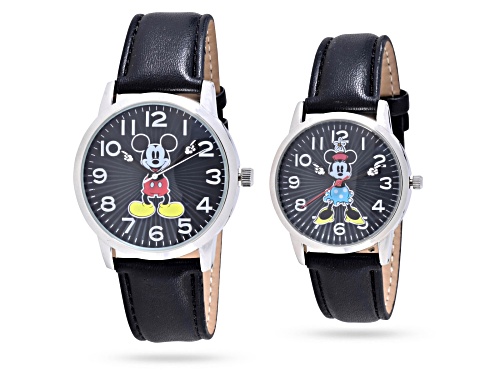 Photo of Disney His and Hers Set of 2 Mickey and Minnie Black Band and Black Dial Watches