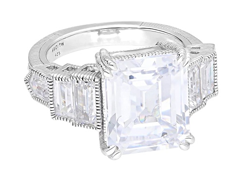 Judith Ripka 14.40ctw Bella Luce® Diamond Simulant Rhodium Over Sterling Silver Art Deco Ring - Size 11