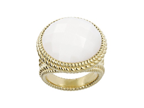 Judith Ripka White Agate 14K Gold Clad Verona Ring - Size 6