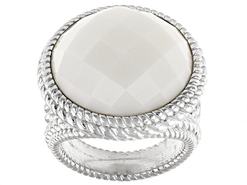 Judith Ripka White Agate Rhodium Over Sterling Silver Verona Ring - Size 6
