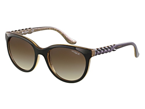 Vogue Women's Brown Glitter Cat Eye Frame / Brown Lenses Sunglasses