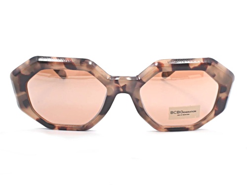 BCBG Hexagon Tortoise Frame / Pink Brown Mirrored Lenses Sunglasses
