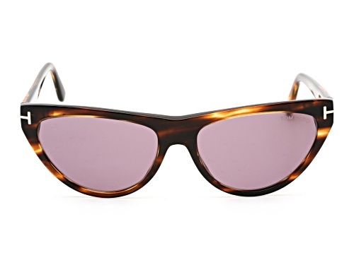 Photo of Tom Ford Shiny Dark Havana/Brown Gradient Cat Eye Sunglasses