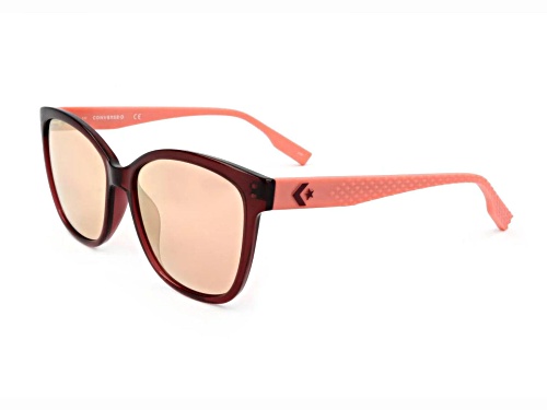 Converse Deep Bourdeax Pink Square Frame / Red Brown Mirrored Lenses Sunglasses