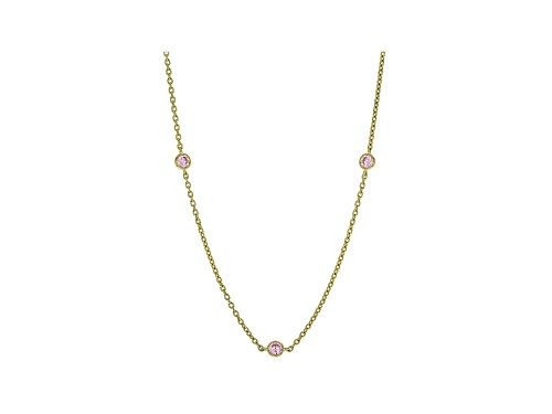 Judith Ripka 1.0ctw Round Pink Bella Luce Diamond Simulant 14k Gold Clad 5-Station Necklace - Size 18