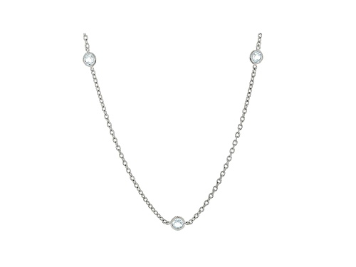 Judith Ripka 1.0ctw Round Blue Topaz Rhodium Over Sterling Silver 5-Station Necklace - Size 18
