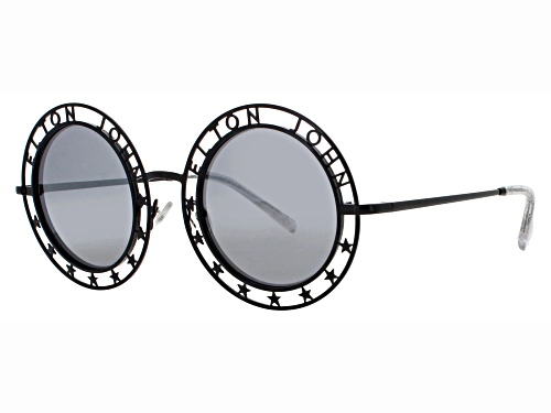 Elton John WALK OF FAME 3 Round Black Frame / Gray Gradient Lenses Sunglasses