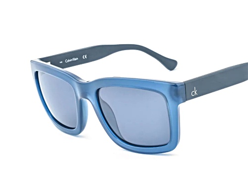 Calvin Klein Translucent Blue Square Frame / Gray Lenses Sunglasses