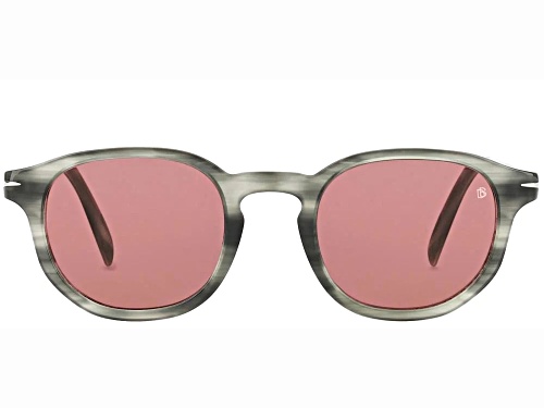 David Beckham Gray Horn Round Frame / Pink Lenses Sunglasses