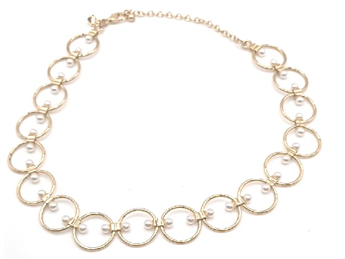 Rebecca Minkoff Rose Gold Tone with Pearl Accent Circle Bracelet - Size 7