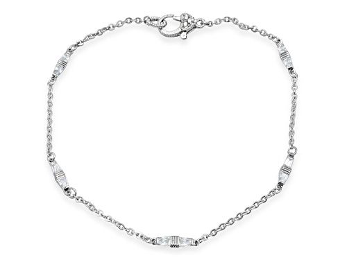 Judith Ripka 1.41ctw Round and Baguette Bella Luce Rhodium Over Sterling Silver Anklet - Size 10