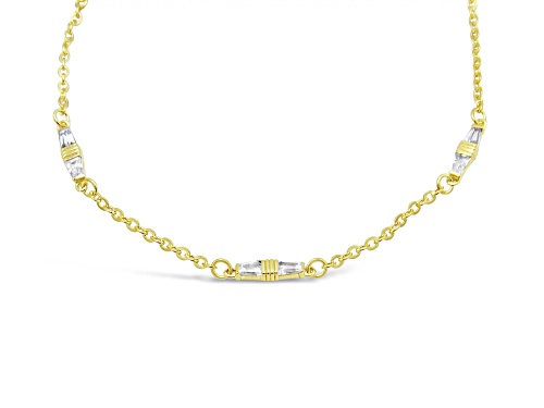 Judith Ripka 1.41ctw Round and Baguette Bella Luce 14k Gold Clad Anklet - Size 9