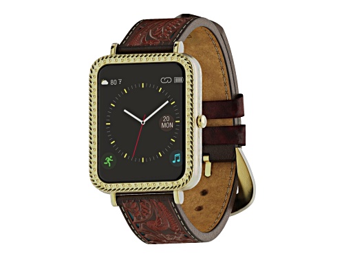Wrangler Smart Watch WRZ12-245FT Square Antique Gold Tone with Teal Brown Floral Pattern Strap