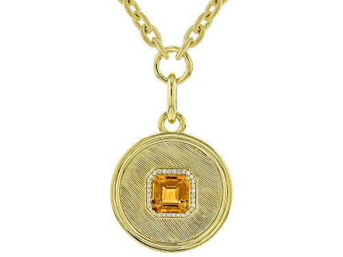 Judith Ripka 3.7ct Citrine and 0.35ctw Bella Luce® Diamond Simulant 14K Gold Clad Necklace - Size 18