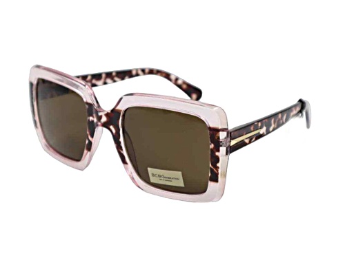 BCBG Blush Crystal Demi/Brown Gray Square Sunglasses