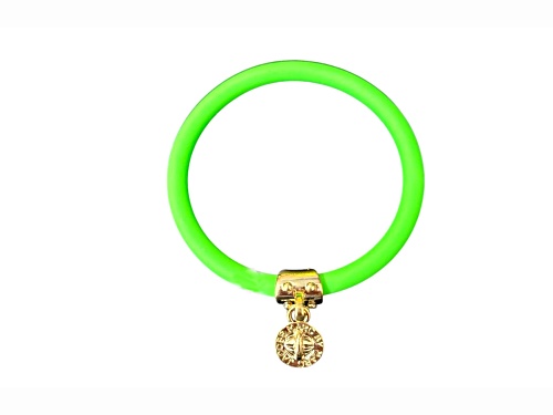 Marc Jacobs Toucan Green Silicone Bracelet with Turnlock Charm - Size 7