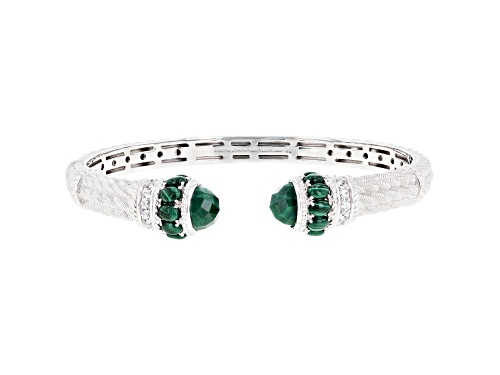 Judith Ripka 8.50ctw Malachite and 1.00ctw Bella Luce® Rhodium Over Sterling Silver Cuff Bracelet - Size 7
