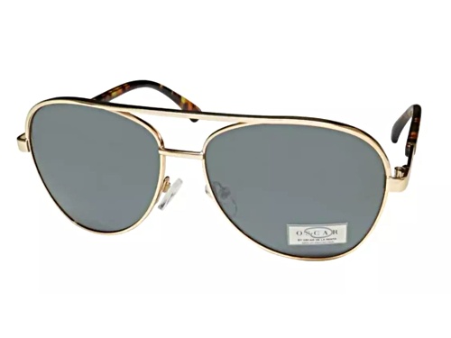 Oscar by Oscar de la Renta Gold Frame/Green Lens Aviator Sunglasses