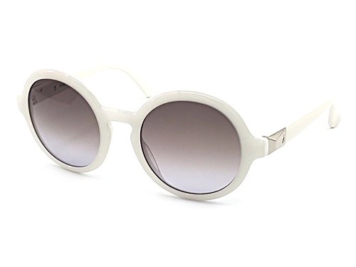 Calvin Klein White/Brown Grey Gradient Round Sunglasses