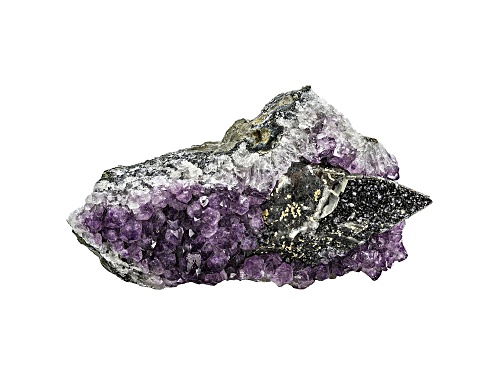 Brazilian Amethyst with Gray Calcite 16x9cm Specimen