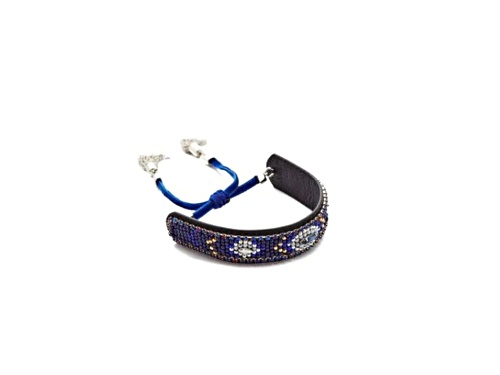 Rebecca Minkoff Indigo Blue Beaded with Crystal Accent Friendship Bracelet - Size 7