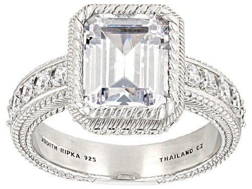 Judith Ripka 7.80ctw Bella Luce® Diamond Simulant Rhodium Over Sterling Silver Ring - Size 11