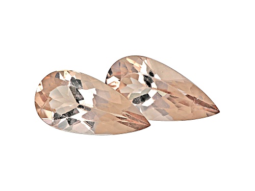 Peach Morganite 13.5x7.0mm Pear Shape Matched Pair 4.48ctw