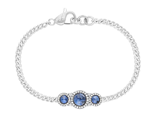 Judith Ripka Penelope Blue Dumortierite & 0.65ctw Bella Luce® Rhodium Over Sterling Silver Bracelet - Size 7