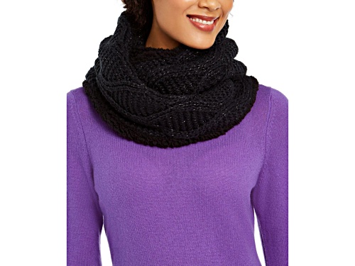 Photo of INC International Concepts Black and Sherpa Reversible Infinity Scarf