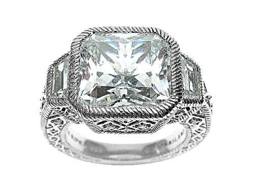 Judith Ripka 16.70ctw Square Bella Luce Diamond Simulant Rhodium Over Sterling Silver Statement Ring - Size 11