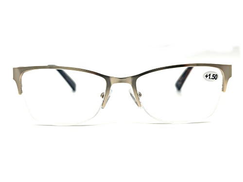 Lane Bryant Gold and Tortoise Rectangular Frame / Clear Lenses Eyeglasses Readers +1.50
