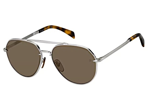 David Beckham Palladium/Brown Aviator Sunglasses