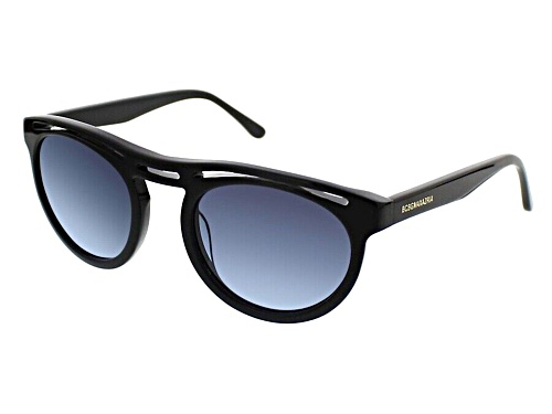 BCBG Shiny Black/Gray Round Sunglasses