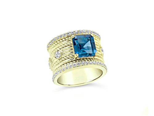 Judith Ripka 2.78ct London Blue Topaz And 1.71ctw Bella Luce Rhodium Over Sterling Ring - Size 11