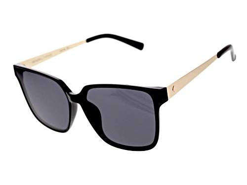 Kendall and Kylie Black Gold Tone/Gray Oversize Square Sunglasses