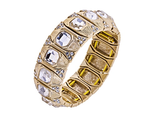 Lia Sophia Gold Tone with Crystal Detail Elastic Bracelet - Size 7