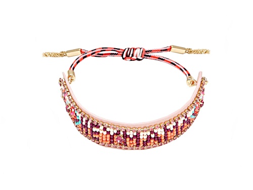 Rebecca Minkoff Pink Beaded "Hey Mama" Friendship Bracelet - Size 7